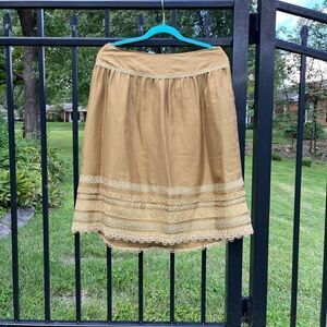 Cynthia Steffe Gold Lace Ribbon Skirt NWT
